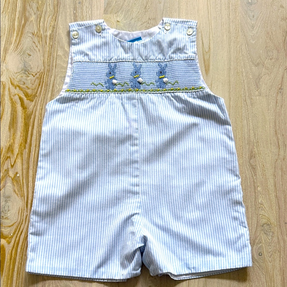 Blue and White Striped Kids Romper